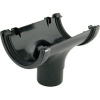 FloPlast 112mm Cast Iron Style Round Line Gutter Running Outlet – Black