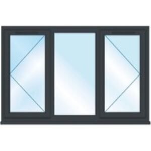 Euramax uPVC Grey Right Side Hung & Top Hung Casement Window - 1190 x 1160mm