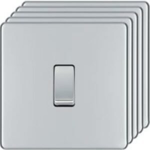 BG 10Ax Screwless Flat Plate Single Switch 2 Way 5 Pack - Polished Chrome