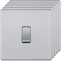 BG 10Ax Screwless Flat Plate Single Switch 2 Way 5 Pack – Brushed Steel