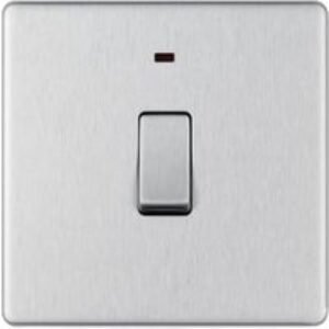 BG Screwless Flatplate Brushed Steel Single Switch 20A With Power Indicator
