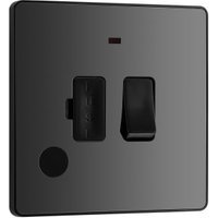 BG Evolve Black Chrome Switched 13A Fused Connection Unit with Power Led Indicator & Flex Outlet