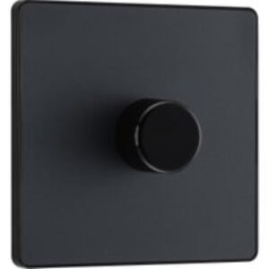 BG Evolve Matt Grey Trailing Edge Led 2 Way Push On / Off Single Dimmer Switch - 200W