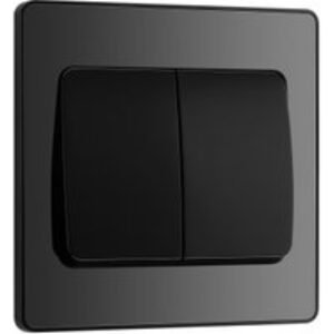 BG Evolve Black Chrome 20A 16Ax Wide Rocker Double Light Switch - 2 Way