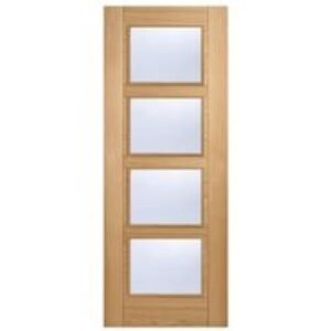 LPD Internal Vancouver 4 Lite Pre-Finished Oak FD30 Fire Door - 838 x 1981mm