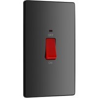 BG Evolve Black Chrome 45A Rectangular Double Pole Switch with Led Power Indicator