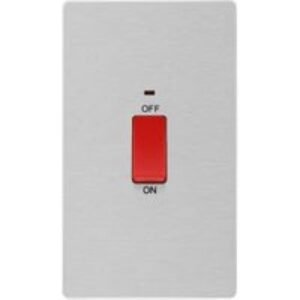 BG BG Evolve Brushed Steel Double Pole Switch with Power Led Indicator