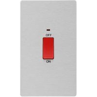 BG BG Evolve Brushed Steel Double Pole Switch with Power Led Indicator
