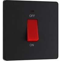 BG Evolve Matt Black 45A Square Double Pole Switch with Led Power Indicator