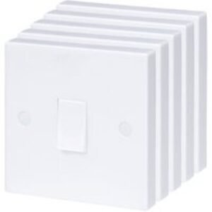 Wickes Square Edge 10A 1 Gang 1 Way Light Switch - Pack of 5