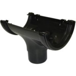 FloPlast 112mm Round Line Gutter Running Outlet - Black