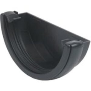 FloPlast 112mm Cast Iron Style Round Line Gutter External Stop End - Black