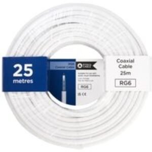 Pitacs RG6 White Coaxial Cable - 25m