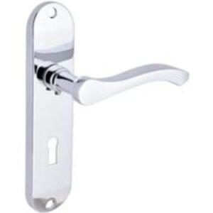 Capri Polished Chrome Lever Lock Door Handle - 1 Pair