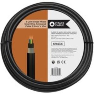 Pitacs 3 Core 6943X Black SWA Armoured Single Phase Cable - 2.5mm² - 10m