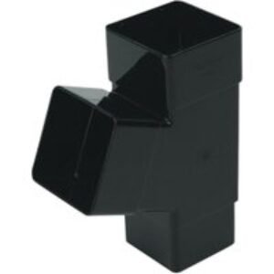 FloPlast 65mm Square Line Downpipe 67.5° Branch - Black