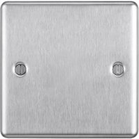 BG Screwed Raised Plate Brushed 1 Gang Blank Plate – Brushed Steel