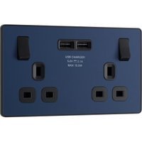 BG Evolve Matt Blue 13A Double Switched Power Socket & 2 x USB (3.1A)