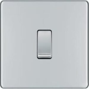 BG 10Ax Screwless Flat Plate Single Switch 2 Way - Polished Chrome