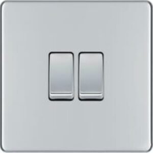 BG 10Ax Screwless Flat Plate Double Switch 2 Way - Polished Chrome