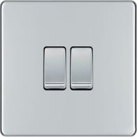 BG 10Ax Screwless Flat Plate Double Switch 2 Way – Polished Chrome