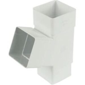 FloPlast 65mm Square Line Downpipe 67.5° Branch - White