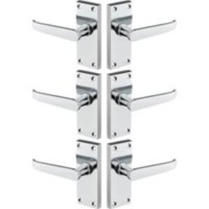 Victorian Polished Chrome Straight Latch Door Handle - 3 Pairs