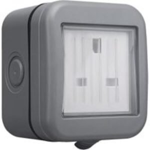 Masterplug 13A Single Exterior Unswitched Socket - Grey