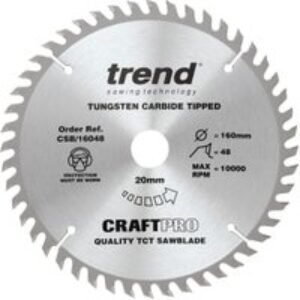 Trend CSB/PT16048 48 Teeth Extra Fine Finish Craft Circular Saw Blade - 160 x 20mm