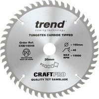 Trend CSB/PT16048 48 Teeth Extra Fine Finish Craft Circular Saw Blade – 160 x 20mm