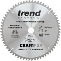 Trend CSB/CC30564 64 Teeth Fine Finish Craft Mitre Saw Blade – 305 x 30mm