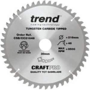 Trend CSB/CC21648 48 Teeth Fine Cut Craft Mitre Saw Blade - 216 x 30mm