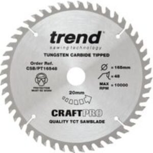 Trend CSB/PT16548 48 Teeth Extra Fine Finish Craft Plunge Saw Blade - 165 x 20mm