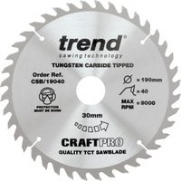Trend CSB/19040 40 Teeth Combination Cut Craft Circular Saw Blade – 190 x 30mm