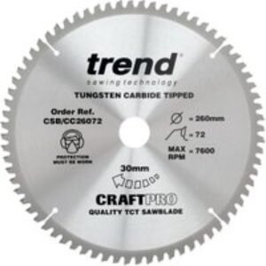 Trend CSB/CC26072 72 Teeth Extra Fine Finish Craft Mitre Saw Blade - 260 x 30mm