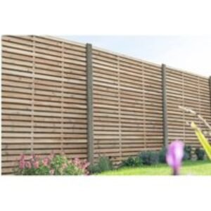 Pressure Treated Contemporary Double Slatted Fence Panel 1.8m x 1.8m - Pack of 3