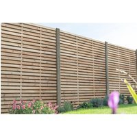 Pressure Treated Contemporary Double Slatted Fence Panel 1.8m x 1.8m - Pack of 3