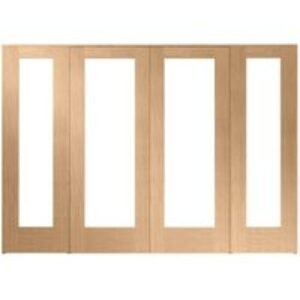 Wickes Oxford Fully Glazed Oak Internal Room Divider Doors with 2 Side Panels - 2017 x 2840mm