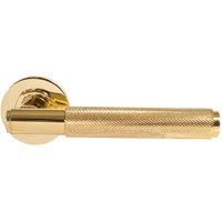 London Polished Brass Round Rose Door Handle – 1 Pair