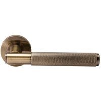 London Antique Brass Round Rose Door Handle – 1 Pair