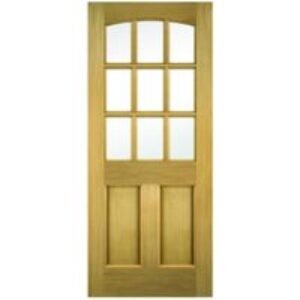 Wickes Georgia External 2 Panel Glazed Oak Door - 2032 x 813mm