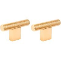 T Bar Cabinet Knob Polished Brass 60mm – Pack of 2