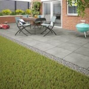 Romana Beton Silver Outdoor Porcelain Tile 600 x 600 x 20mm Pack of 2
