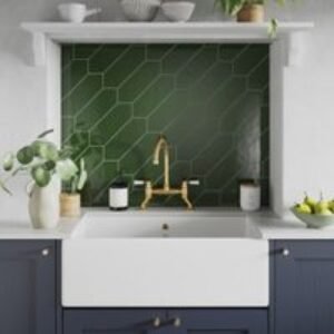 Wickes Boutique Clover Green Gloss Ceramic Wall Tile - 300 x 100mm - Pack of 40