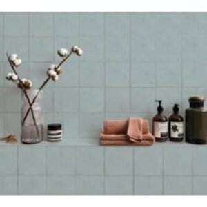 Wickes Boutique Flora Light Blue Gloss Ceramic Wall Tile - 130 x 130mm - Pack of 38