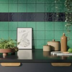 Wickes Boutique Flora Turquoise Gloss Ceramic Wall Tile - 130 x 130mm - Pack of 38