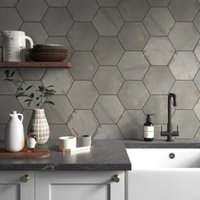 Wickes Boutique Hive Steel Matt Porcelain Wall & Floor Tile – 202 x 175mm – Pack of 37
