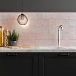 Wickes Boutique Flora Blush Pink Gloss Ceramic Wall Tile - 130 x 130mm - Pack of 38