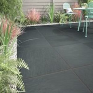 Romana Quarzo Anthracite Outdoor Porcelain Tile 600 x 600 x 20mm Pack of 2