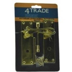 4trade Victorian Scroll Lever Bathroom Lock Handle Brass